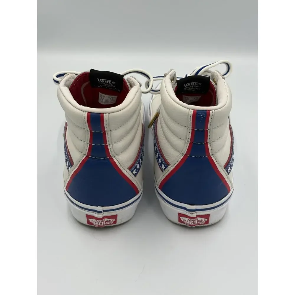 Vans Sk8-Hi Off The Wall Leather Patriotic Stars Stripes Men's 7 Womens 8.5